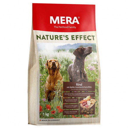 Mera Natures Effect Rind Mit Apfeln, Karotten &amp; Kartoffeln сухой корм для взрослых собак с говядиной, яблоками, морковью и картофелем - 1 кг
