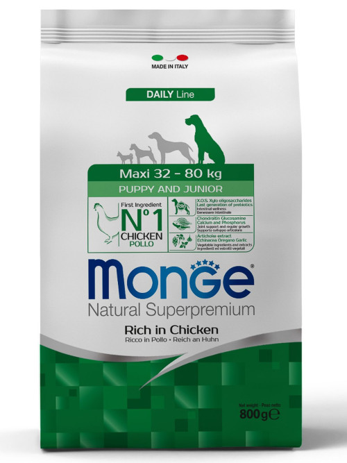 Monge Dog Maxi Puppy &amp; Junior сухой корм для щенков крупных пород с курицей и рисом 800 г