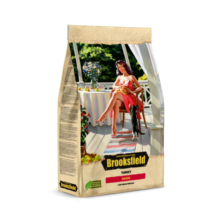 Brooksfield Low Grain Adult Cat Indoor Turkey сухой корм для взрослых домашних кошек с индейкой и рисом - 2 кг