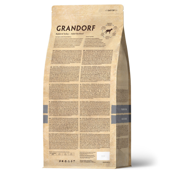 Grandorf сухой корм для стерилизованных кошек с кроликом и индейкой - 2 кг