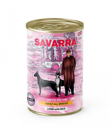 Savarra Dog Adult Holistic влажный корм для собак всех пород с ягнёнком и рисом в консервах - 395 г