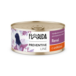 Florida Preventive Line Renal консервы для кошек при профилактике хронической почечной недостаточности, с индейкой - 100 г x 24 шт