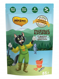 Мнямс Рыбный Фестиваль Рыбные кусочки влажный корм для взрослых кошек с лососем, креветками и форелью - 85 г (24 шт в уп)