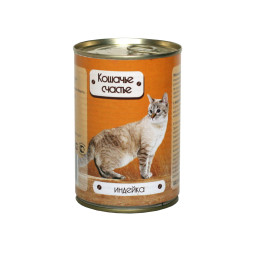 Кошачье счастье влажный корм для кошек с индейкой, в консервах - 410 г х 20 шт