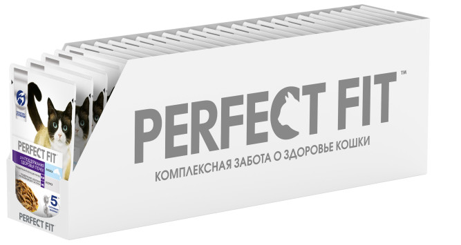 Perfect Fit влажный корм для кошек, для поддержания здоровья почек, с лососем в соусе, в паучах - 75 г х 28 шт