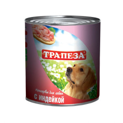 Трапеза влажный корм для взрослых собак с индейкой в консервах - 750 г