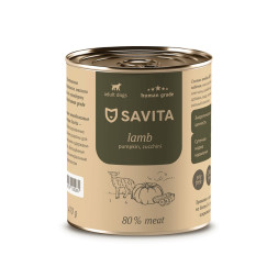 Savita влажный корм для взрослых собак всех пород с ягненком, тыквой и кабачками, в консервах - 410 г x 24 шт