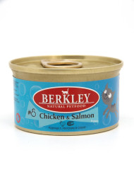 Berkley №8 влажный корм для взрослых кошек, курица с лососем в соусе, в консервах - 85 г x 24 шт
