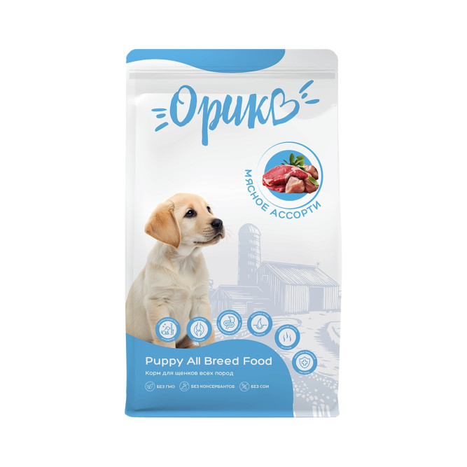 Орико сухой корм для щенков всех пород, мясное ассорти - 12 кг