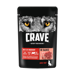 Crave влажный корм для взрослых собак всех пород с говядиной в соусе, в паучах - 85 г х 28 шт