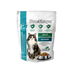 ProShape Adult сухой корм для взрослых кошек старше 1 года, профилактика образования волосяных комков, с кроликом - 1,5 кг