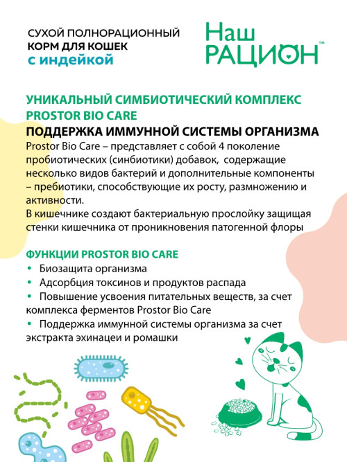 Наш рацион сухой корм для взрослых кошек с индейкой - 1,5 кг