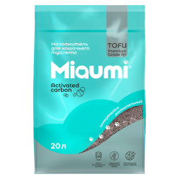 Miaumi TOFU Activated Carbon Unscented наполнитель комкующийся соевый для кошачьего туалета, с активированным углем - 20 л (8,3 кг)