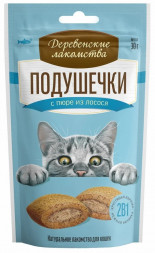 Деревенские лакомства подушечки для кошек с пюре из лосося - 30 г