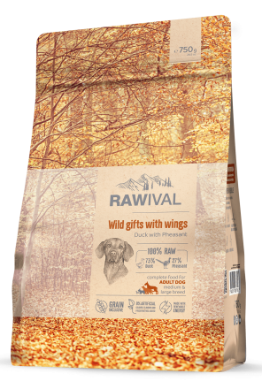 Rawival Wild Gifts with Wings сухой корм для взрослых собак средних и крупных пород с уткой и фазаном - 750 г