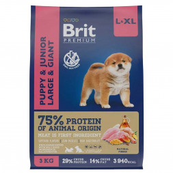 Brit Premium Dog Puppy and Junior Large and Giant сухой корм для щенков и молодых собак крупных и гигантских пород с курицей - 3 кг