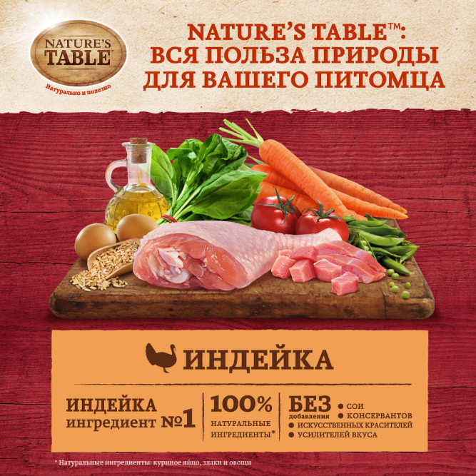 Nature’s Table сухой корм для кошек с индейкой - 650 г