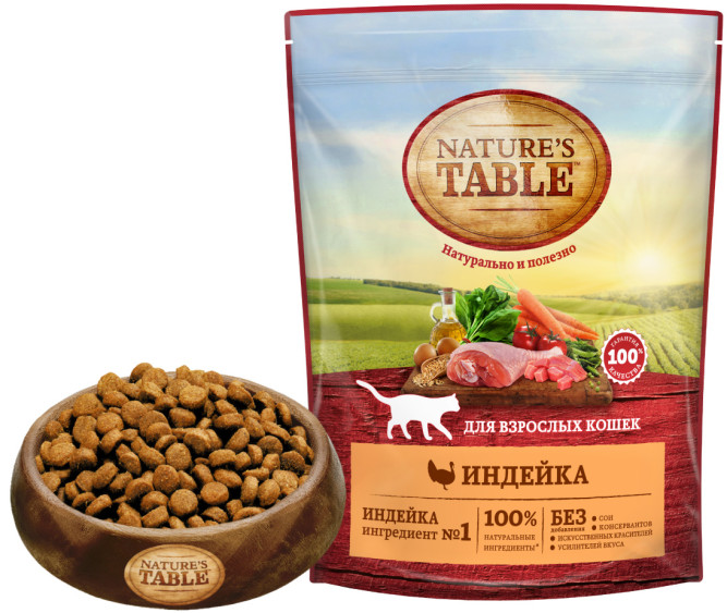 Nature’s Table сухой корм для кошек с индейкой - 650 г