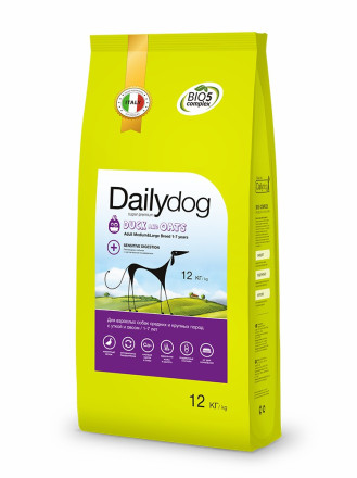 Dailydog Adult Medium &amp; Large Breed Duck &amp; Oats сухой корм для взрослых собак средних и крупных пород с уткой и овсом - 12 кг