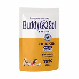 Buddy&amp;Sol Premium Sterilised для взрослых стерилизованных кошек с курицей в соусе, в паучах - 85 г х 14 шт