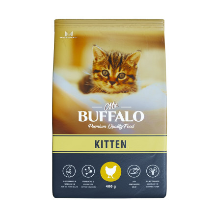 Mr.Buffalo Kitten полнорационный сухой корм для котят с курицей - 400 г