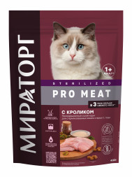 Мираторг Pro Meat сухой корм для взрослых стерилизованных кошек с кроликом - 400 г