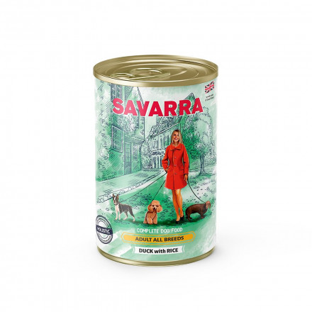 Savarra Dog Adult Holistic влажный корм для собак всех пород с уткой и рисом в консервах - 395 г