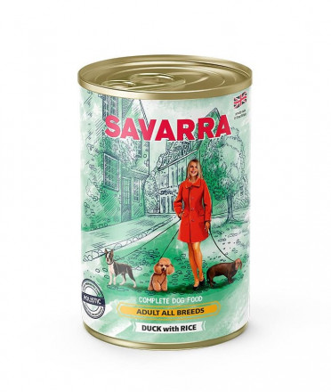 Savarra Dog Adult Holistic влажный корм для собак всех пород с уткой и рисом в консервах - 395 г