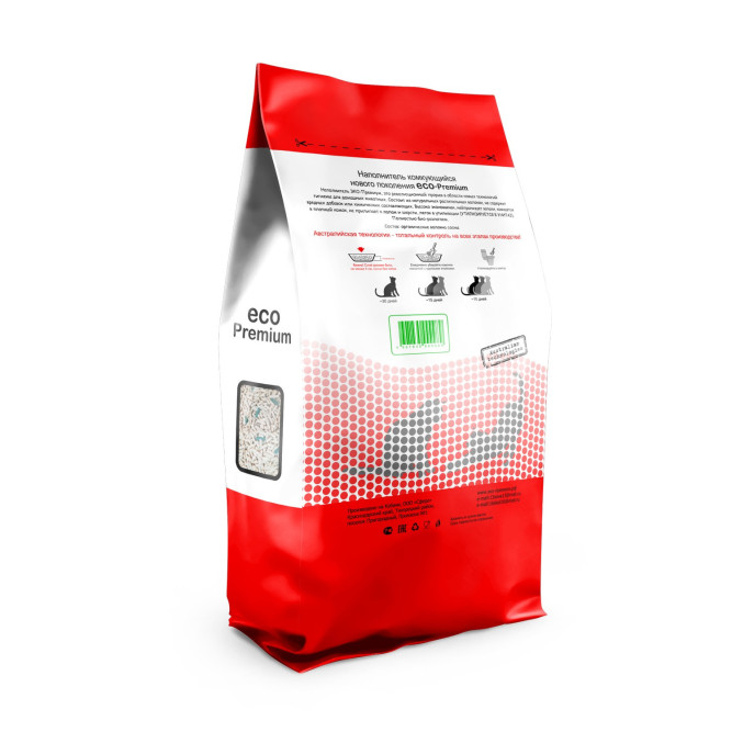 ECO-Premium Green наполнитель древесный комкующийся с гранулами зеленого цвета - 5 л (1,9 кг)