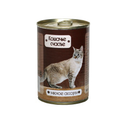 Кошачье счастье влажный корм для кошек мясное ассорти в желе, в консервах - 410 г х 20 шт