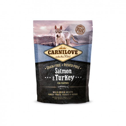Сухой корм Carnilove Salmon &amp; Turkey for Puppies для щенков всех пород с лососем и индейкой беззерновой - 1,5 кг