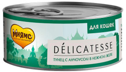 Мнямс Delicatesse влажный дополнительный корм для кошек тунец с анчоусами в нежном желе, в консервах - 70 г х 24 шт