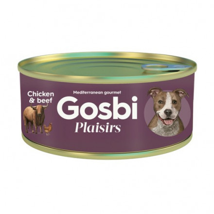 Gosbi Plaisirs влажный корм для взрослых собак с курицей и говядиной - 185 г
