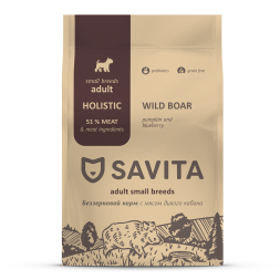 Savita сухой корм для взрослых собак мелких пород с мясом дикого кабана - 1 кг