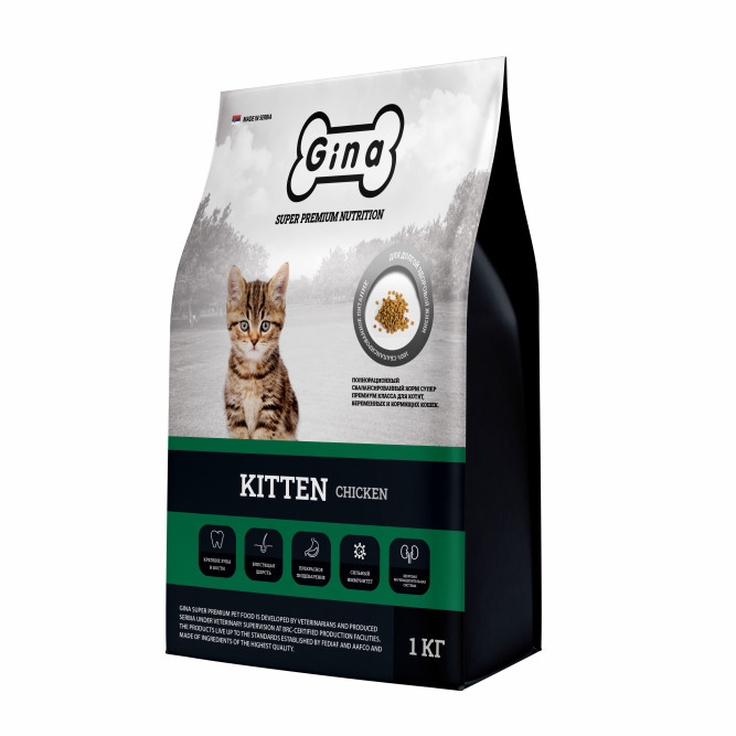 Gina Kitten Chicken сухой корм для котят с курицей - 1 кг