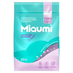 Miaumi TOFU Lavender Scented наполнитель комкующийся соевый для кошачьего туалета, с нежным ароматом лаванды - 20 л (8,3 кг)