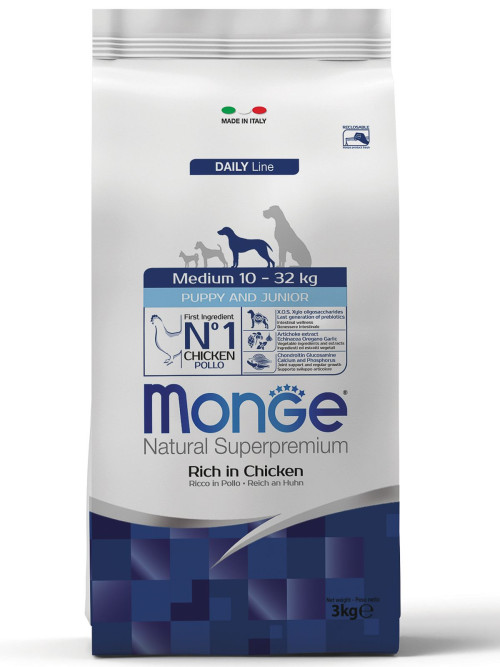 Monge Dog Medium Puppy&amp;Junior сухой корм для щенков средних пород с курицей 3 кг