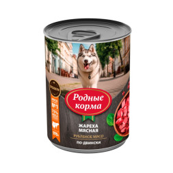 Родные Корма влажный корм для взрослых собак, жареха мясная по-двински, в консервах - 970 г х 6 шт