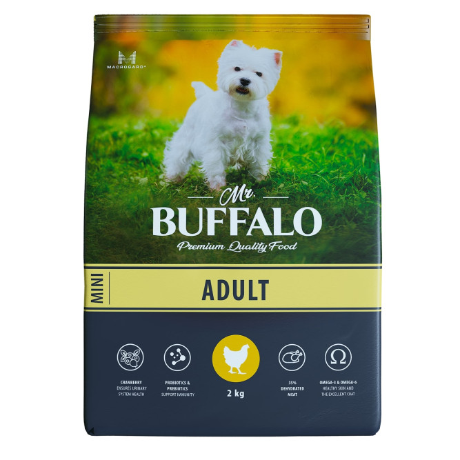 Mr.Buffalo Adult Mini полнорационный сухой корм для взрослых собак миниатюрных пород с курицей - 2 кг