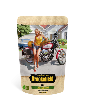 Brooksfield Low Grain Adult Cat Hairball Control Beef сухой корм для взрослых кошек, препятствующий образованию комочков шерсти в желудке, с говядиной и рисом - 400 г