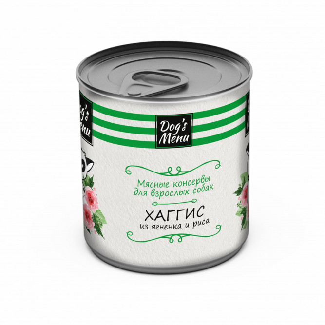 Dog`s Menu влажный корм для взрослых собак хаггис с ягненком и рисом в консервах - 750 г х 6 шт