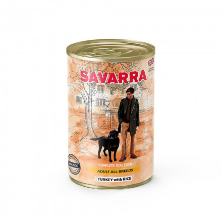 Savarra Dog Adult Holistic влажный корм для собак всех пород с индейкой и рисом в консервах - 395 г