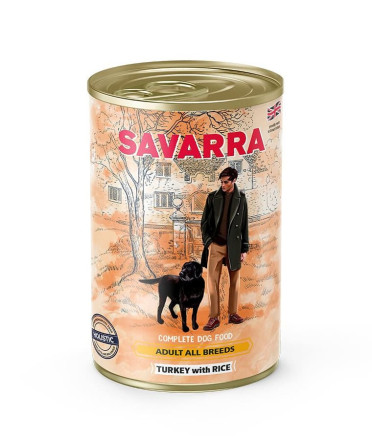 Savarra Dog Adult Holistic влажный корм для собак всех пород с индейкой и рисом в консервах - 395 г