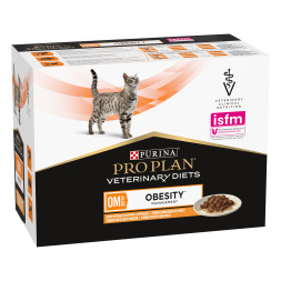 Purina Pro Plan Veterinary Diets OM Obesity Management влажный диетический корм для взрослых кошек для снижения избыточной массы тела, с курицей, в паучах - 85 г х 10 шт
