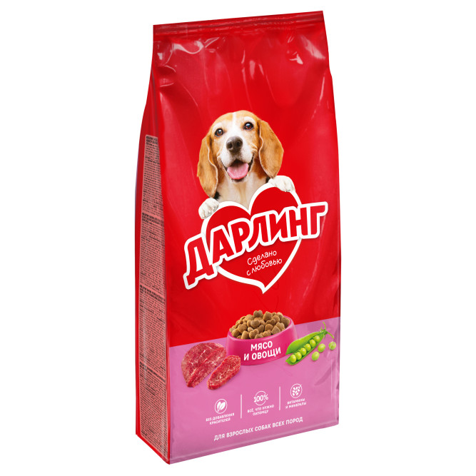 Дарлинг сухой корм для взрослых собак с мясом и овощами - 15 кг