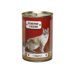 Кошачье счастье влажный корм для кошек с говядиной, в консервах - 410 г х 20 шт