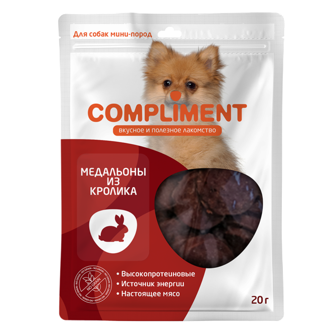 Compliment лакомство для собак мини-пород Медальоны из кролика - 20 г