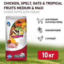 Farmina N&amp;D Dog Tropical Selection Chicken Adult Medium&amp;Maxi сухой корм для взрослых собак средних и крупных пород, с курицей - 10 кг