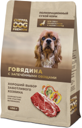 Chepfa Premium сухой корм для взрослых собак миниатюрных и мелких пород, с говядиной и запеченными овощами - 450 г
