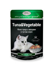 Gina влажный корм для взрослых кошек, с тунцом и овощами, в паучах - 85 г х 24 шт